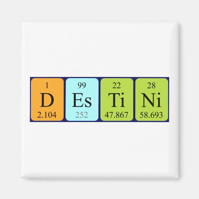 Destini periodic table name magnet (Front)