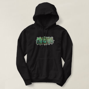Destiny Green Graffiti Typography Black Hoodie