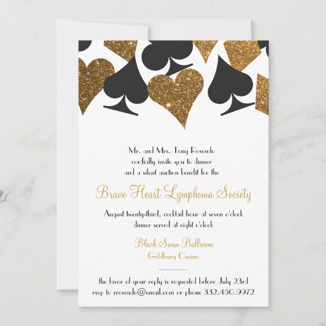 Destiny Las Vegas Casino Party Faux Gold Glitter Invitation (Front)