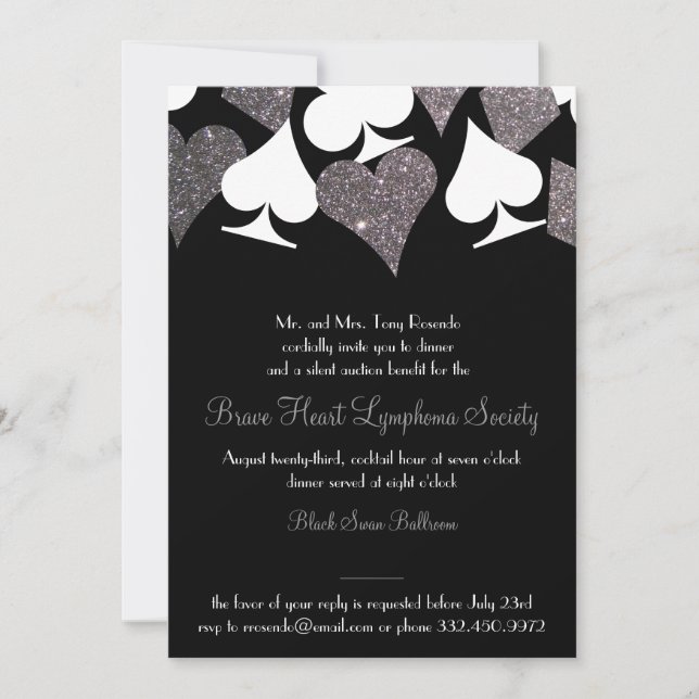 Destiny Las Vegas Casino Party Faux Silver Glitter Invitation (Front)