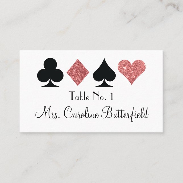 Destiny Las Vegas Glittered Rose Gold Table Card (Front)