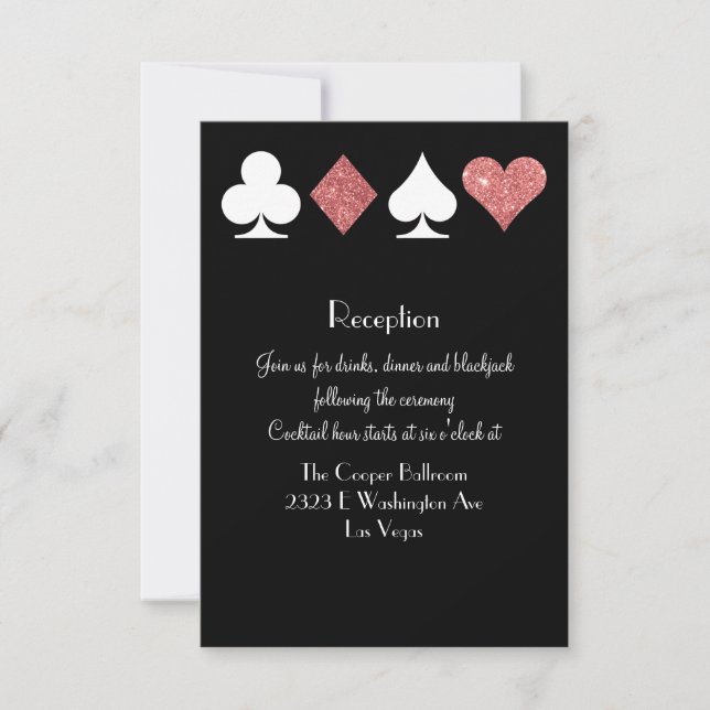 Destiny Las Vegas Reception Rose Gold Glitter Invitation (Front)