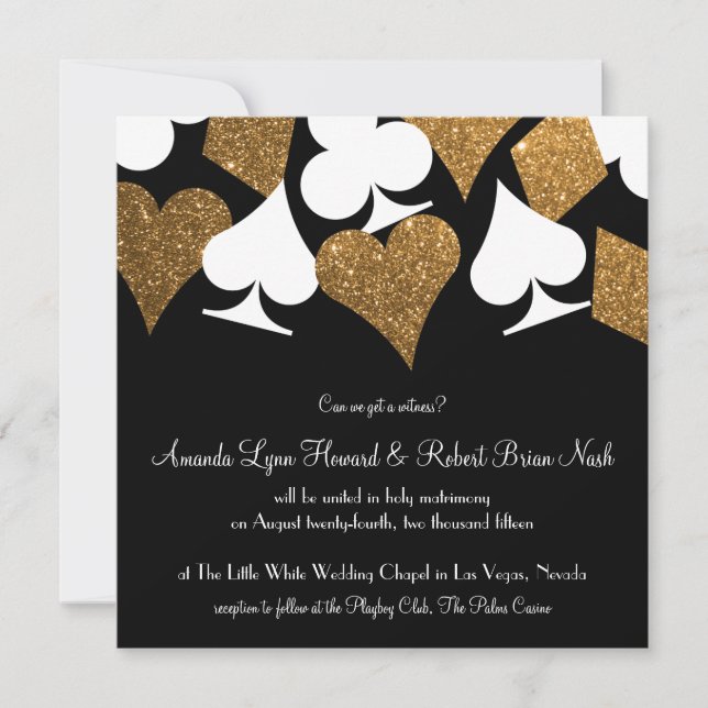 Destiny Las Vegas Wedding Invite Faux Gold Glitter (Front)