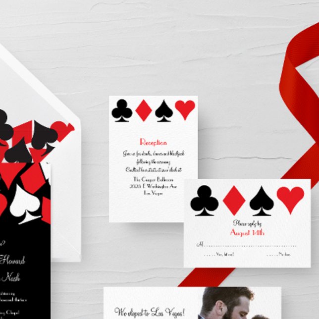 Destiny Las Vegas Wedding Reception Extra Info Enclosure Card (red and black card suits Las Vegas wedding suite reception card)