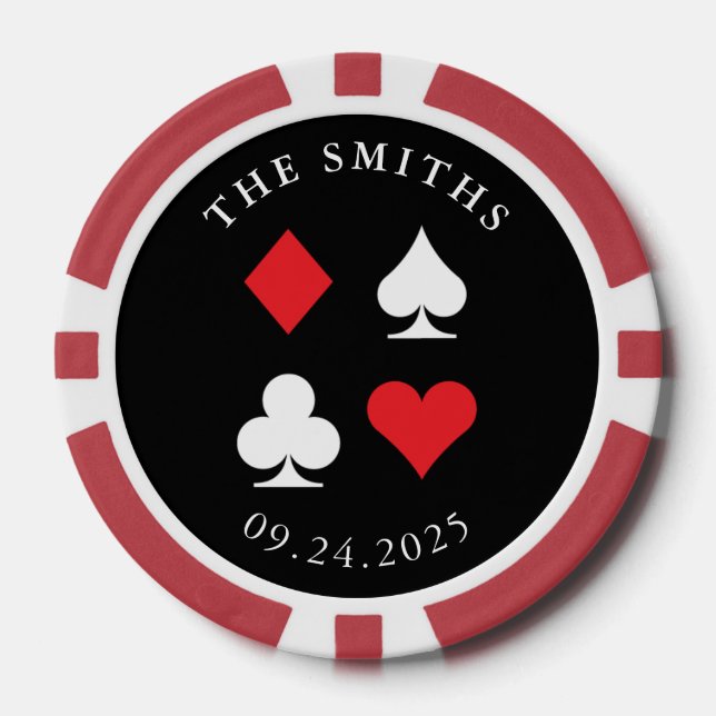 Destiny Personalized Wedding Favour Gift Black Red Poker Chips (Front)