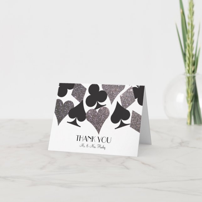 Destiny Vegas Thank You Card Faux Silver Glitter (Front)