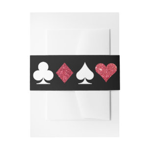 Destiny Vegas Wedding Faux Red Glitter Bellyband Invitation Belly Band
