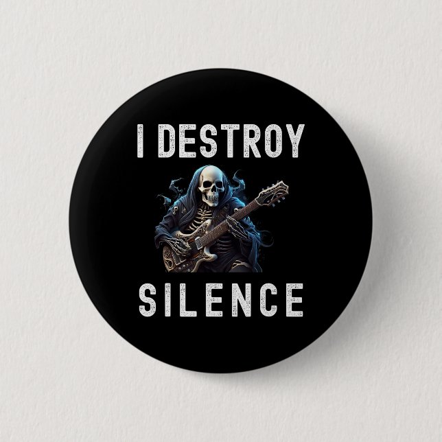 Destroy Silence Ghost Guitar Funny Guitar  2 Inch Round Button (Front)