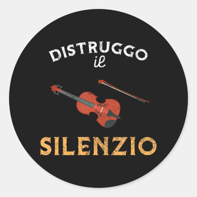 Destroy Silence Violin Set Classic Round Sticker (Front)