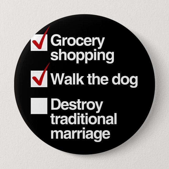 DESTROY TRADITIONAL MARRIAGE 4 INCH ROUND BUTTON (Front)