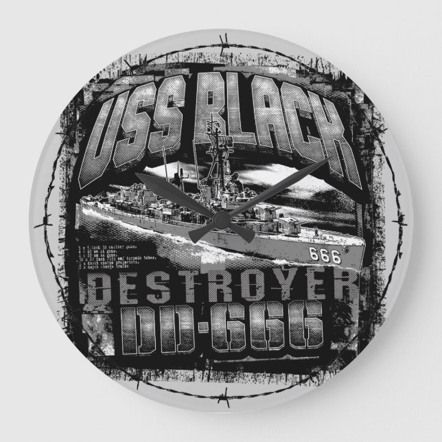 Destroyer Black Large Clock Acrylic Wall Clock (Front)