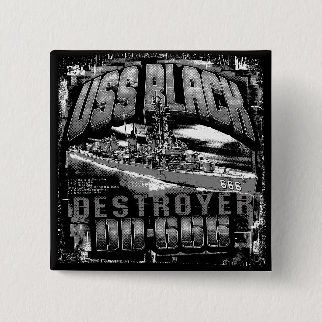 Destroyer Black Pinback Button Button (Front)