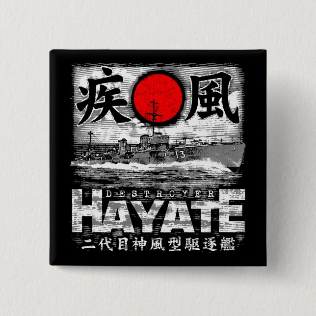 Destroyer Hayate 2 Inch Square Button (Front)