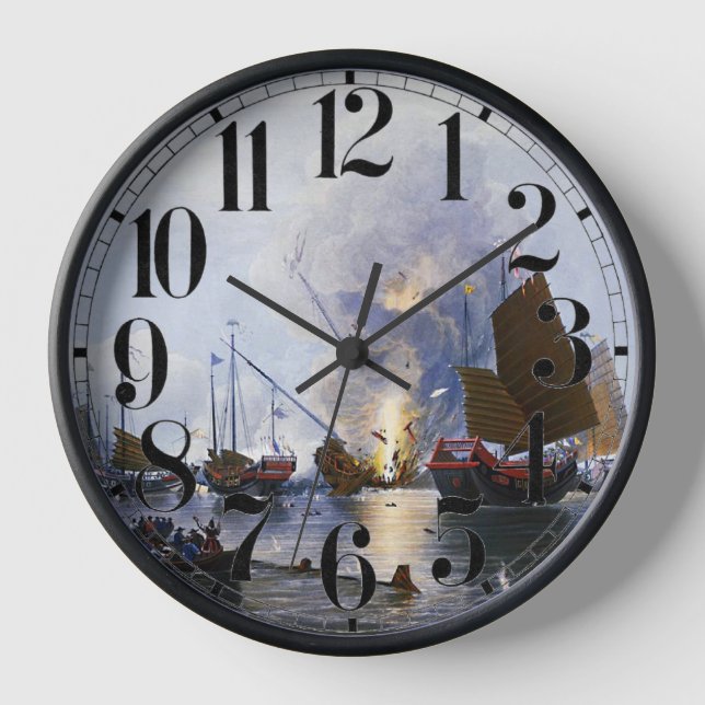 Destroying Chinese War Junks 1843 Clock (Front)