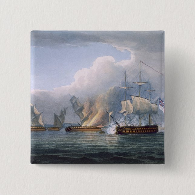 Destruction of the French Frigates L'Arianne & L'A 2 Inch Square Button (Front)