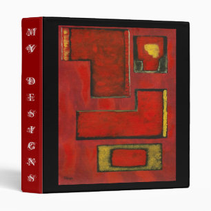 Detached Abstract Geometric Art Red Black Painting Binder