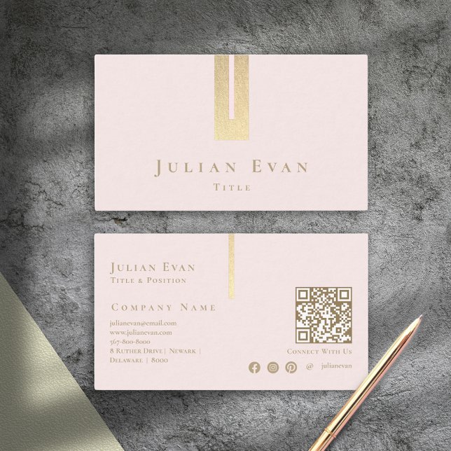 Détail artistique Bleu rose et Carte de visite or (Artistic Detail Blush Pink and Gold Business Card)