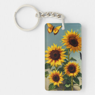 Détail des tournesols réalistes et des papillons