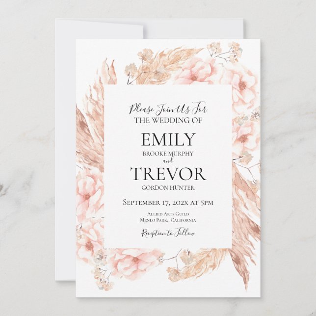 Détail Dreamy Cream Earthy faire-part de mariage (Devant)