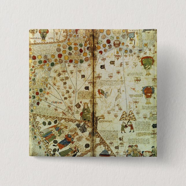 Detail from a Catalan World Map 2 Inch Square Button (Front)