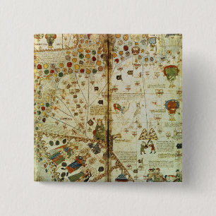 Detail from a Catalan World Map 2 Inch Square Button