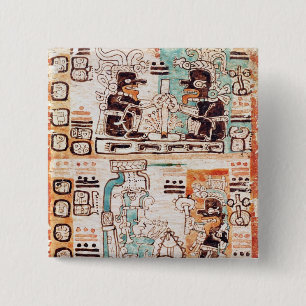 Detail from a Mayan codex 2 Inch Square Button
