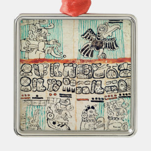 Detail from a Mayan codex Metal Ornament