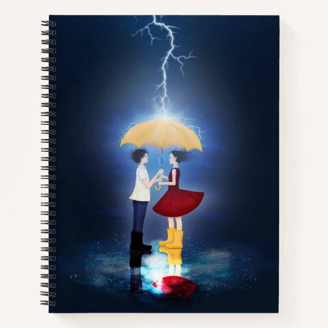 Detail From Lovestruck - Couple Sharing Umbrella Notebook (Front)