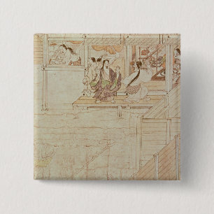 Detail from Shigisan Engi Emaki, Kamakura Period 2 Inch Square Button