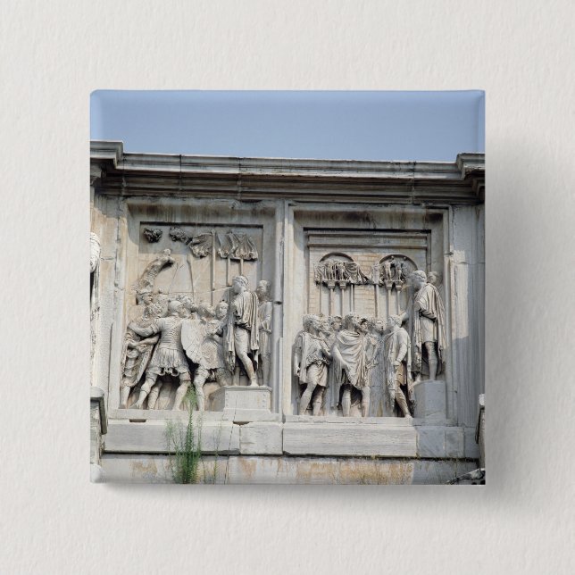 Detail from the Arch Constantine 2 Inch Square Button (Front)