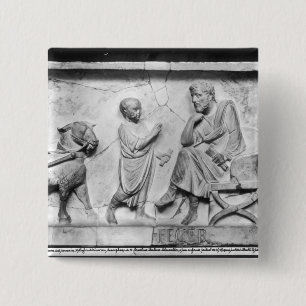 Detail from the sarcophagus of Cornelius 2 Inch Square Button