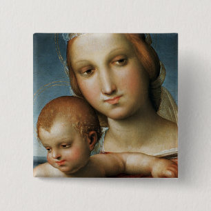 Detail from <Virgin and Child> Attributed to Rapha 2 Inch Square Button