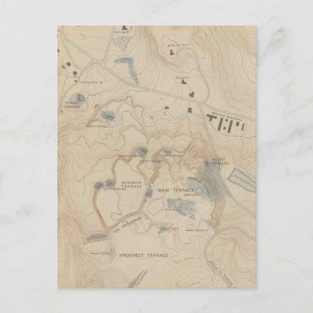 Detail Map of Mammoth Hot Springs Postcard (Front)