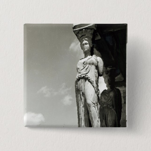 Detail of a caryatid from the Erechtheion 2 Inch Square Button (Front)