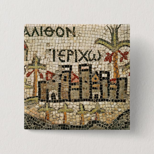 Detail of a map of Jericho 2 Inch Square Button (Front)