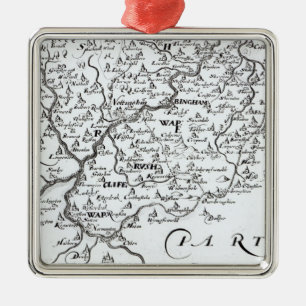 Detail of a map of the county of metal ornament