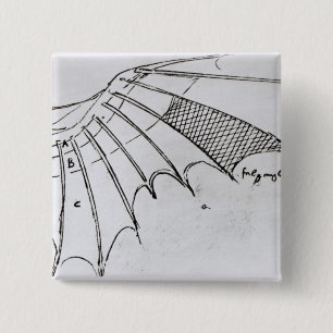 Detail of a mechanical wing 2 inch square button