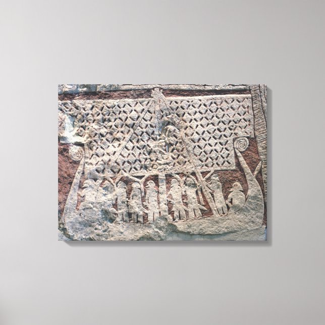 Detail of a picture stone depicting a Viking Canvas Print (Front)
