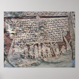 Detail of a picture stone depicting a Viking Poster