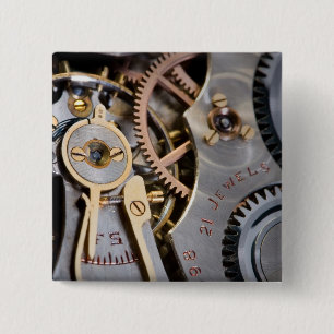 Detail of a pocket watch 2 inch square button