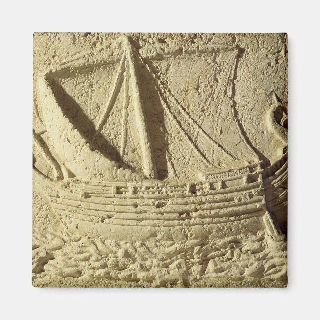 Detail of a relief of a boat, from a sarcophagus magnet (Front)