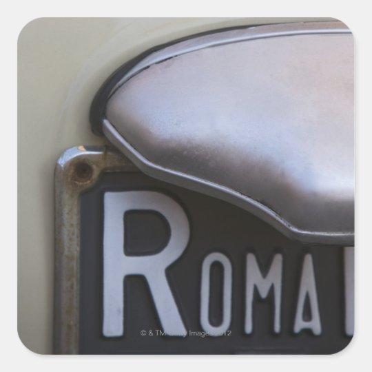 detail of a Roma number plate on a small Italian Square Sticker