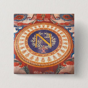 Detail of a rug with the 'N' of Napoleon I 2 Inch Square Button