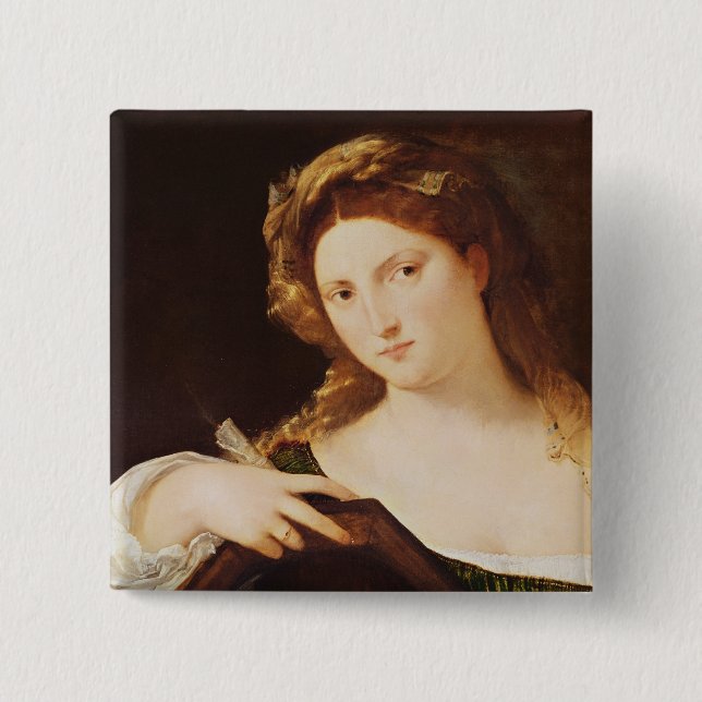 Detail of Allegory of Vanity 2 Inch Square Button (Front)