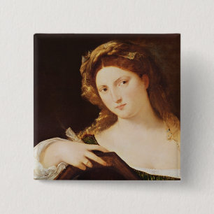 Detail of Allegory of Vanity 2 Inch Square Button