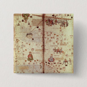 Detail of Asia from the Catalan 2 Inch Square Button