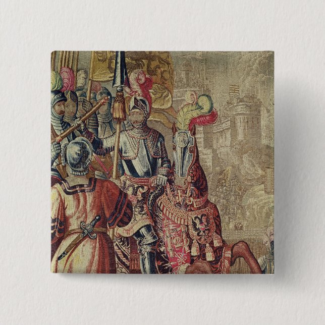 Detail of Charles V  on horseback 2 Inch Square Button (Front)