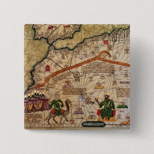 Detail of Copy of a Catalan Map of Europe 2 Inch Square Button (Front)