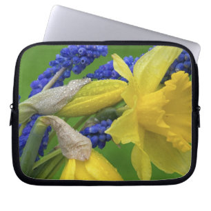 Detail of daffodil and hyacinth flowers. Credit Laptop Sleeve