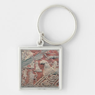 Detail of figures illustrating a saga keychain